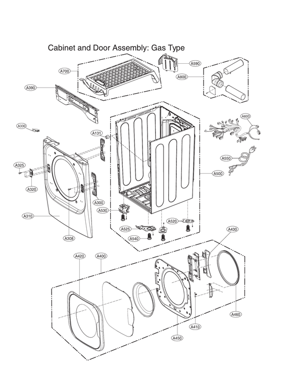CABINET & DOOR ASSY: GAS TYPE