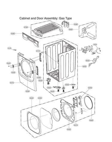 Cabinet & door assy: gas type