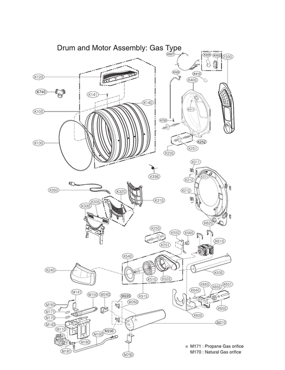 DRUM & MOTOR ASSY: GAS TYPE
