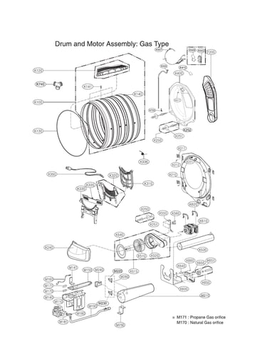 Drum & motor assy: gas type