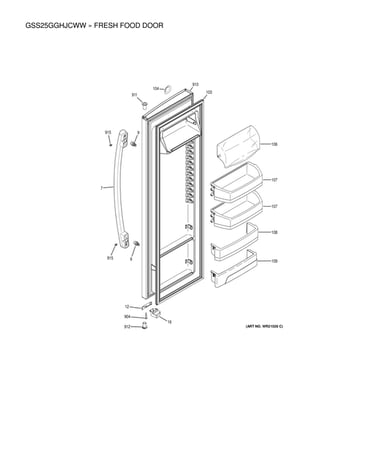 Fresh food door parts