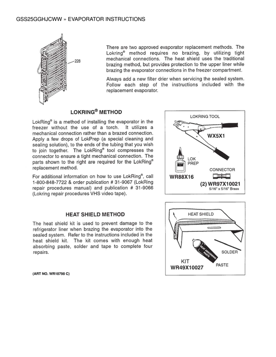 EVAPORATOR INSTRUCTIONS