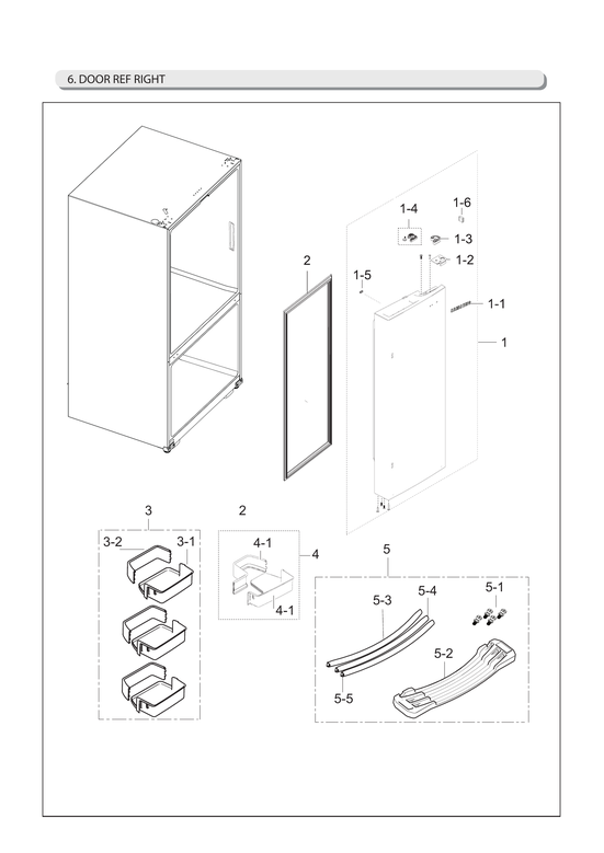 Right refrigerator door parts