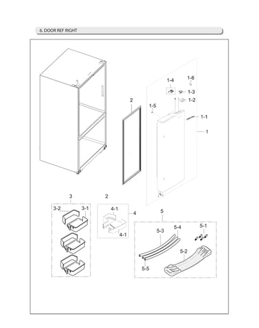 Right refrigerator door parts