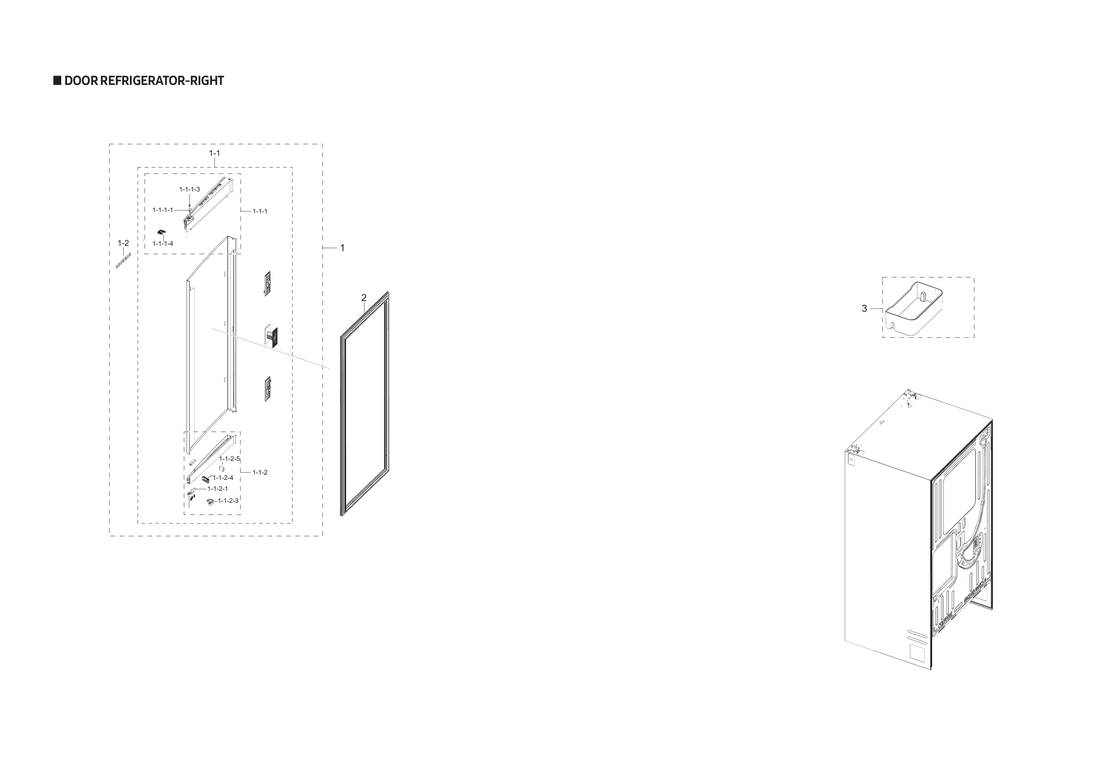 Right refrigerator door parts