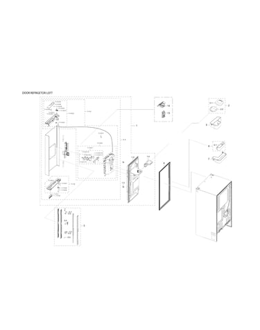 Left refrigerator door parts