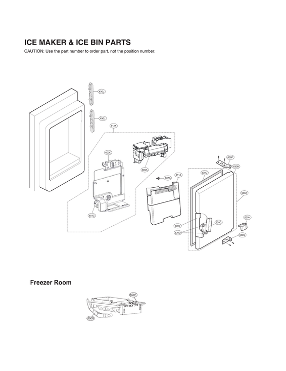 Ice maker & ice bin parts