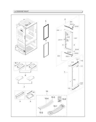 Right refrigerator door parts