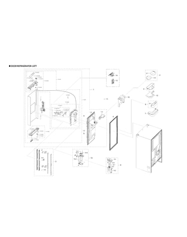 Left refrigerator door parts