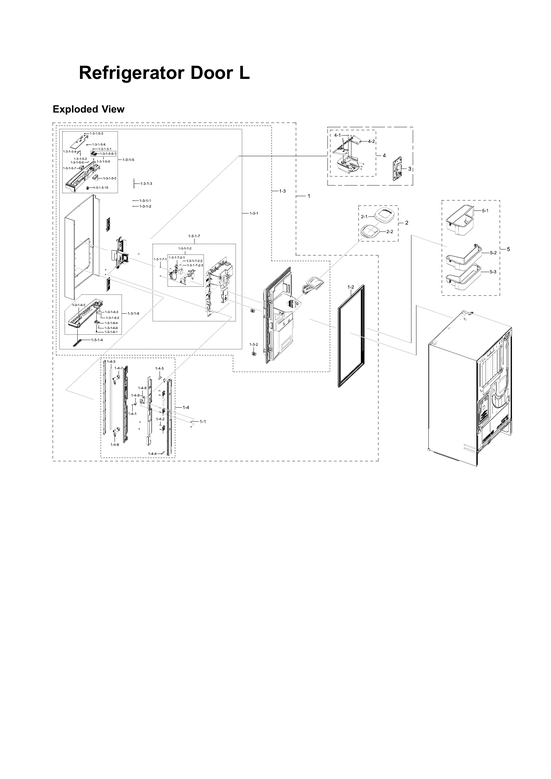 Left refrigerator door parts