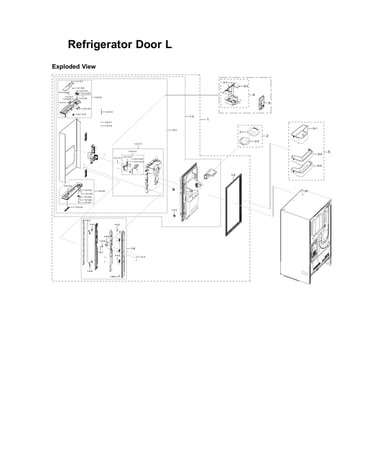 Left refrigerator door parts
