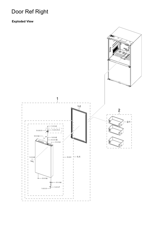 Right refrigerator door parts
