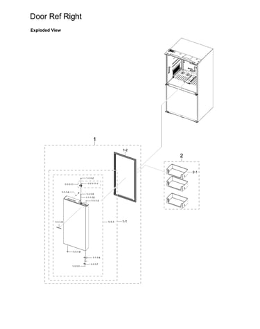 Right refrigerator door parts