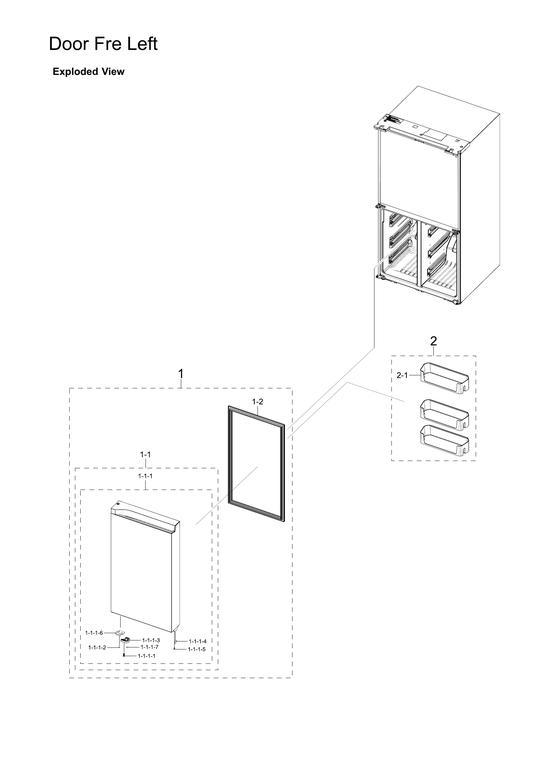 Left freezer door parts