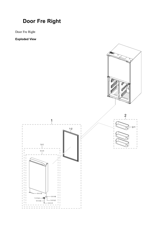 Right freezer door parts