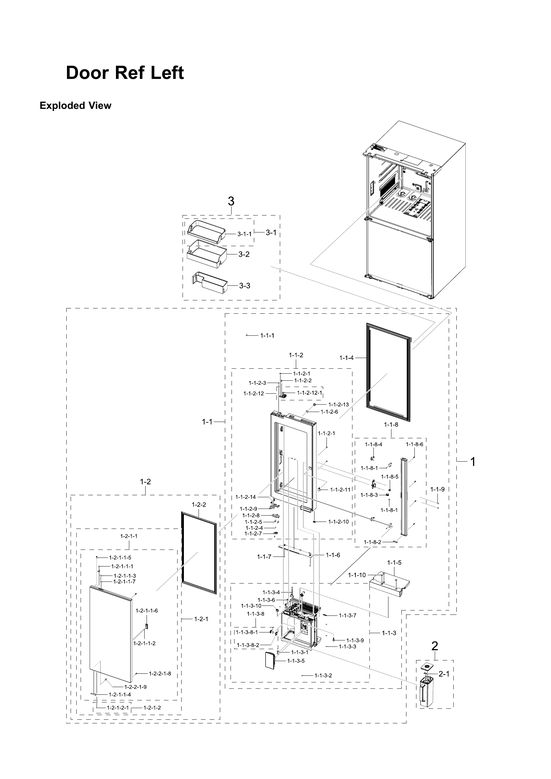 Left refrigerator door parts