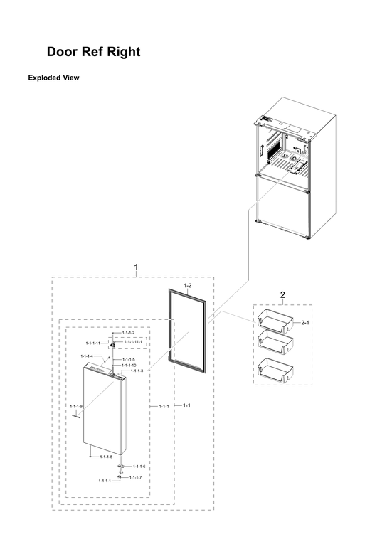 Right refrigerator door parts