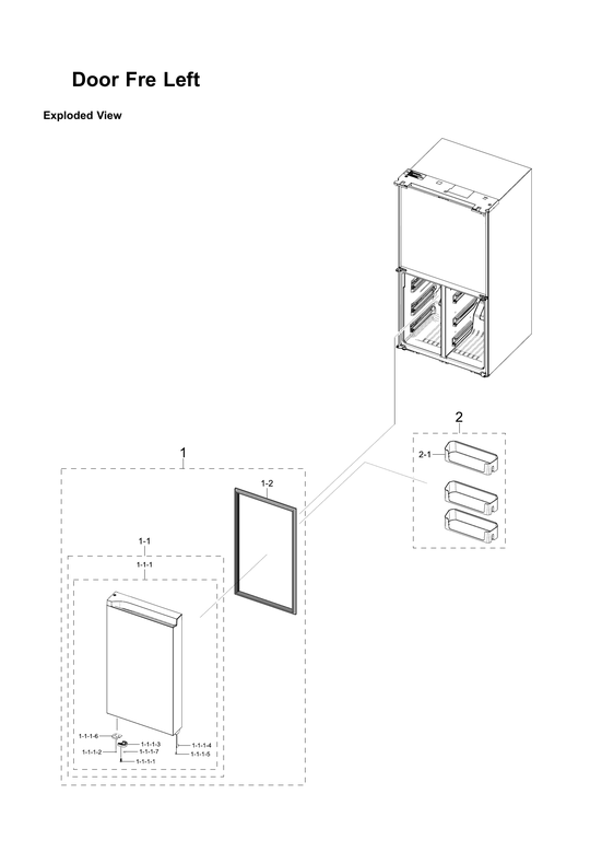 Left freezer door parts