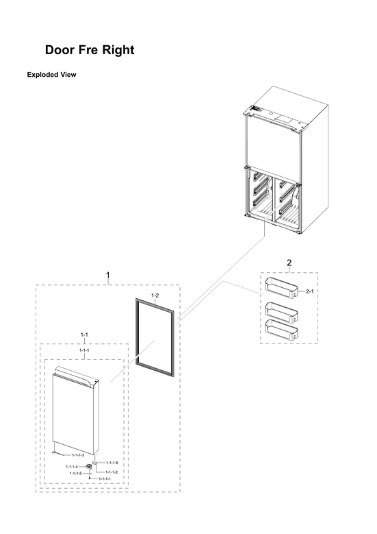 Right freezer door parts