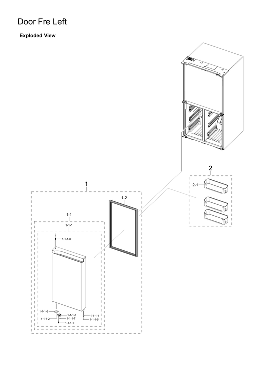 LEFT FREEZER DOOR PARTS