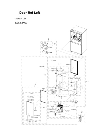 Left refrigerator door parts
