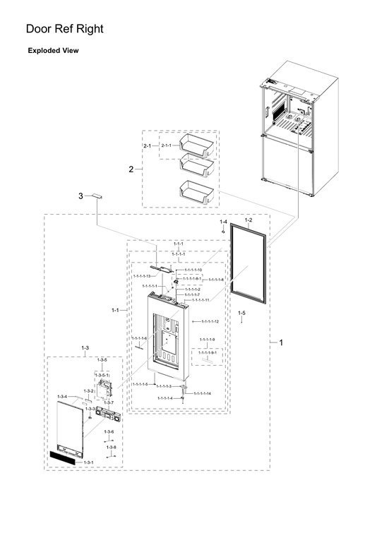 Right refrigerator door parts