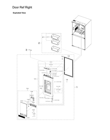 Right refrigerator door parts