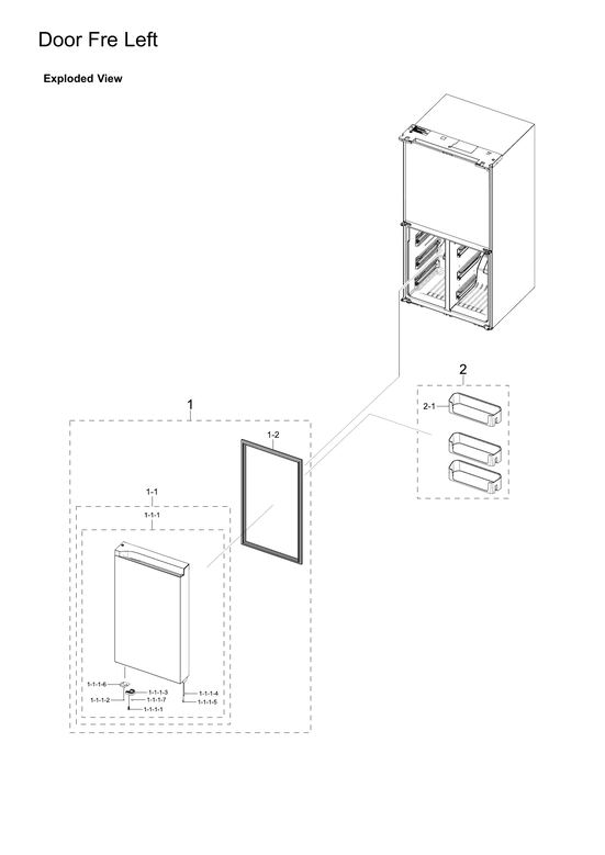 Left freezer door parts
