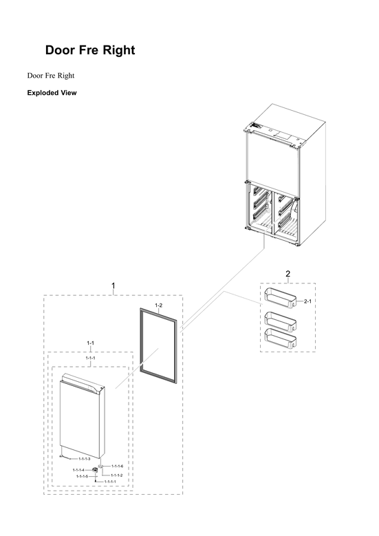 Right freezer door parts