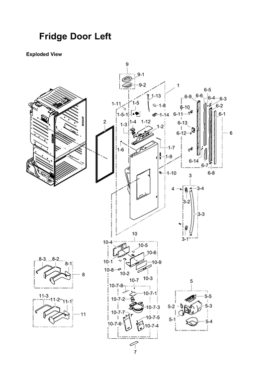 LEFT REFRIGERATOR DOOR PARTS