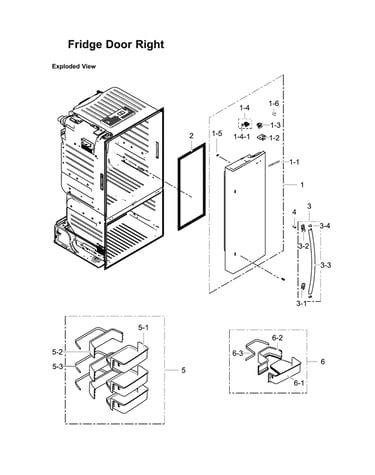 Right refrigerator door parts