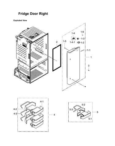 Right refrigerator door parts