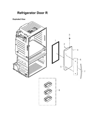 Right refrigerator door parts