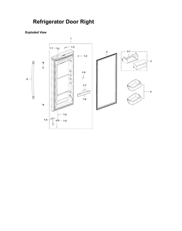 Right refrigerator door parts