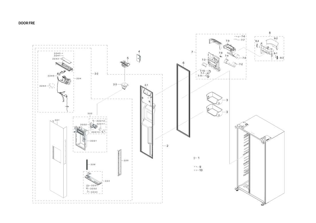 Freezer door parts