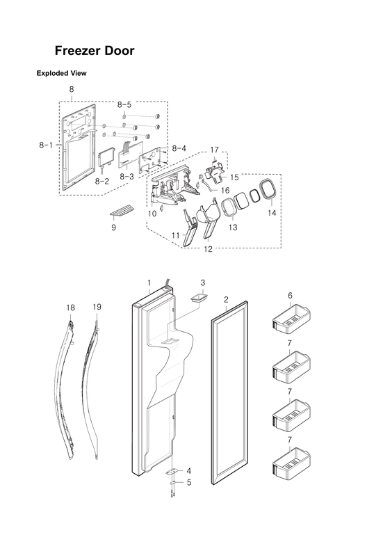 Freezer door parts