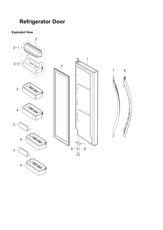 Refrigerator door parts