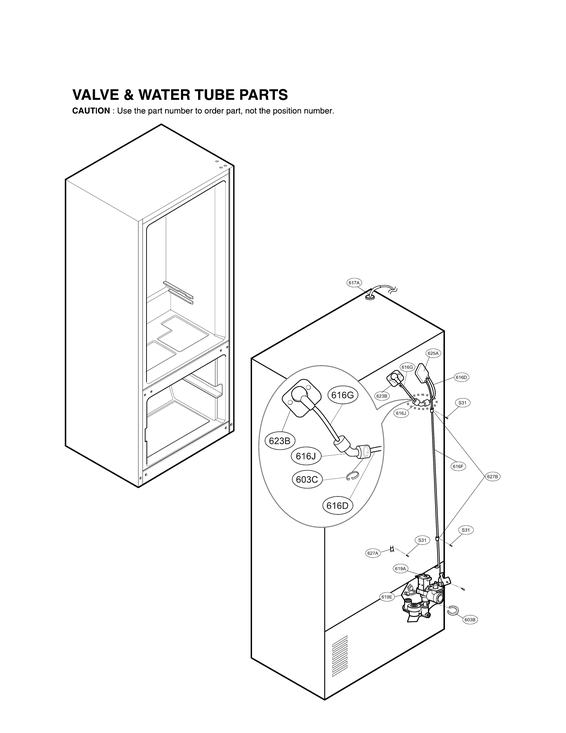 Valve & water tube parts