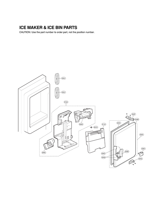 Ice maker & ice bin parts