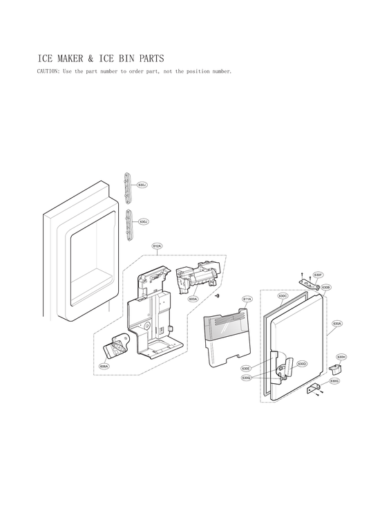 Ice maker & ice bin parts