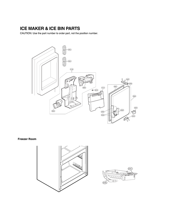 Ice maker & ice bin parts