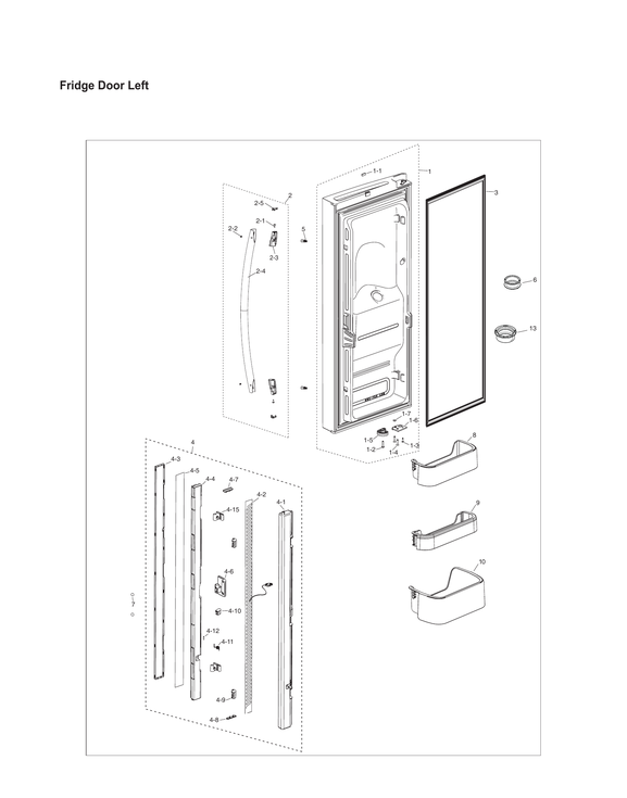 LEFT REFRIGERATOR DOOR PARTS