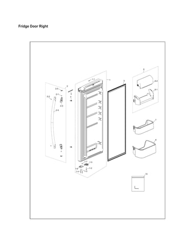 Right refrigerator door parts