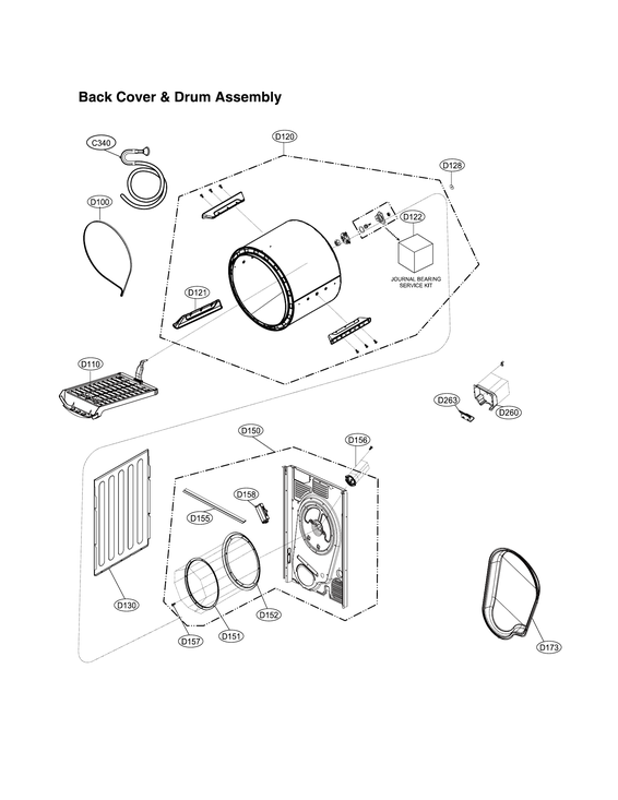 BACK COVER & DRUM ASSY