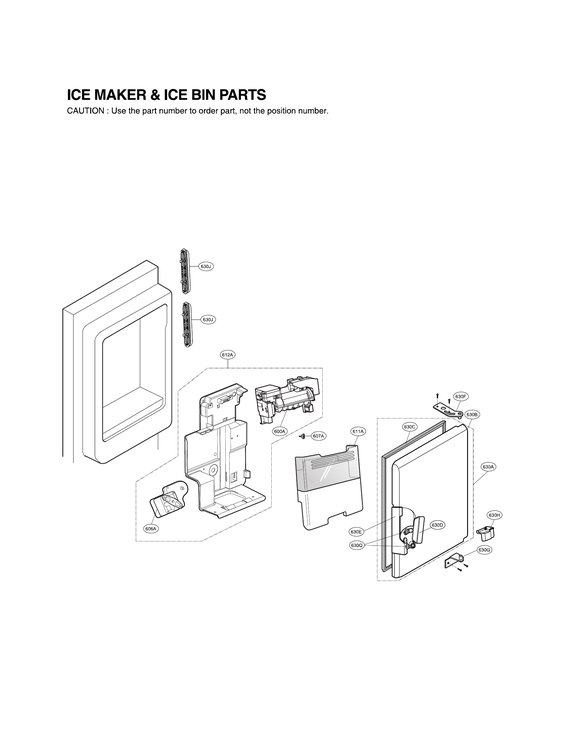 Ice maker & ice bin parts