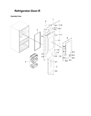 Right refrigerator door parts