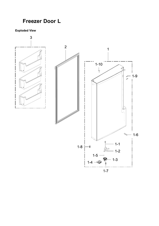 Left freezer door parts