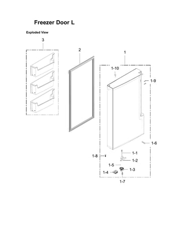 Left freezer door parts