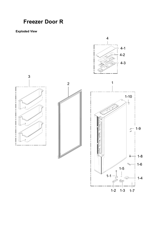 Right freezer door parts