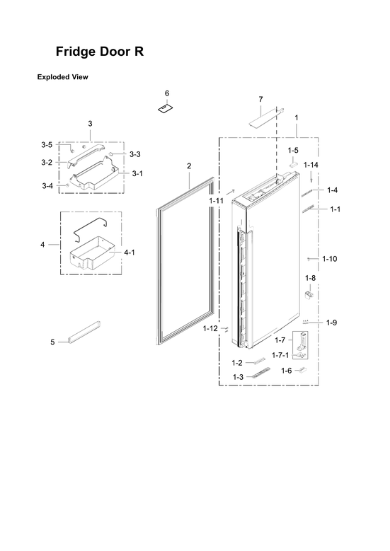 Right refrigerator door parts